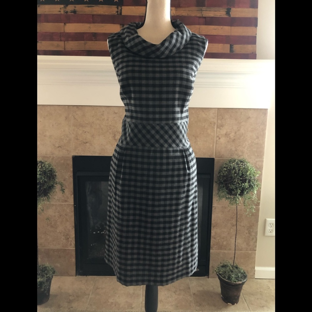 S. OLIVER gray and black plaid sleeveless dress
